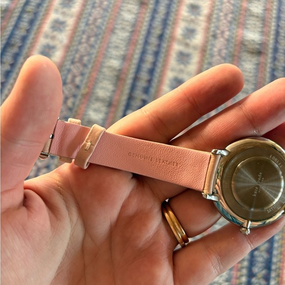 Kate Spade Light Pink Genuine Leather Scalloped Watch with Gold Details main image 6